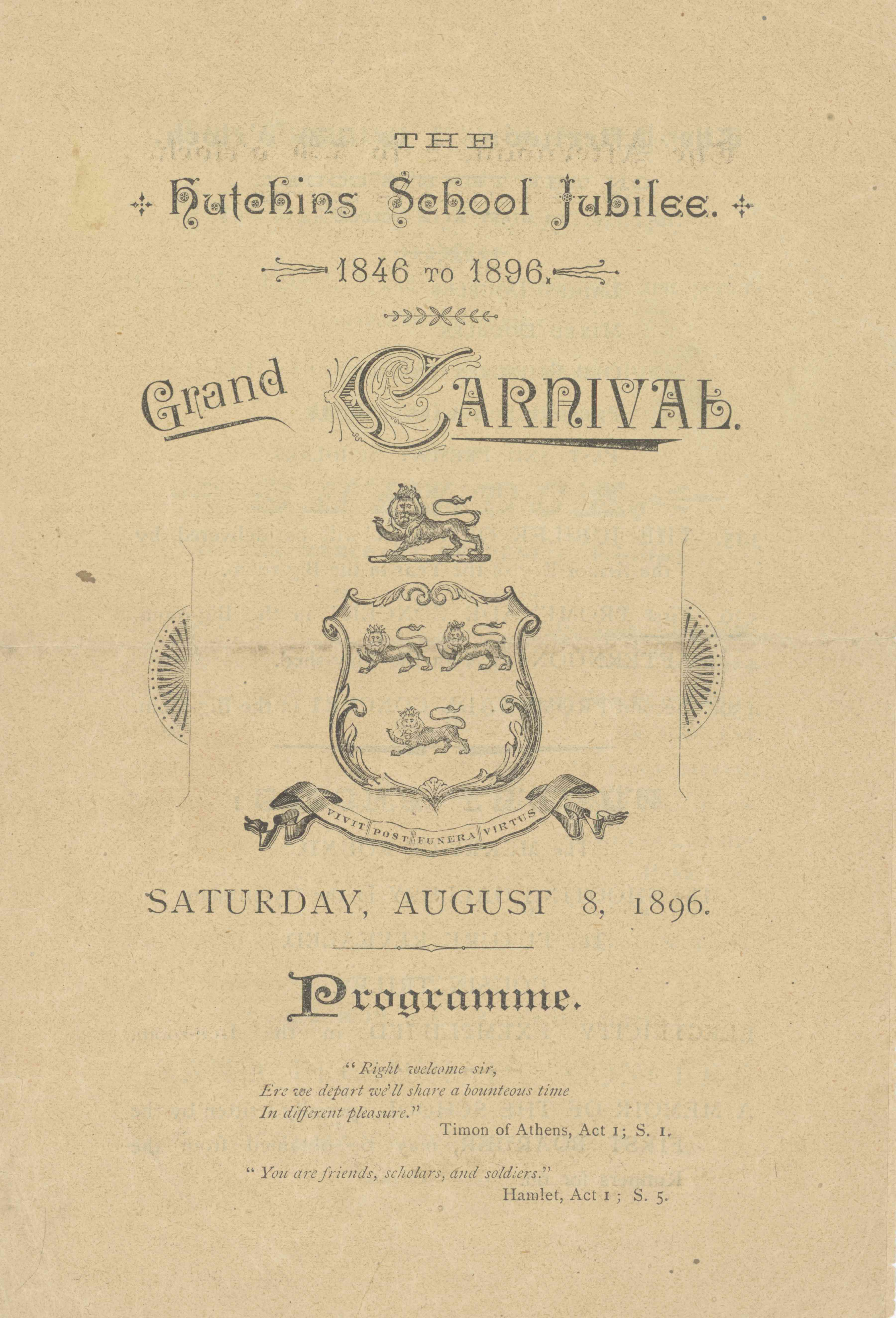 Jubilee Carnival program, 1896.