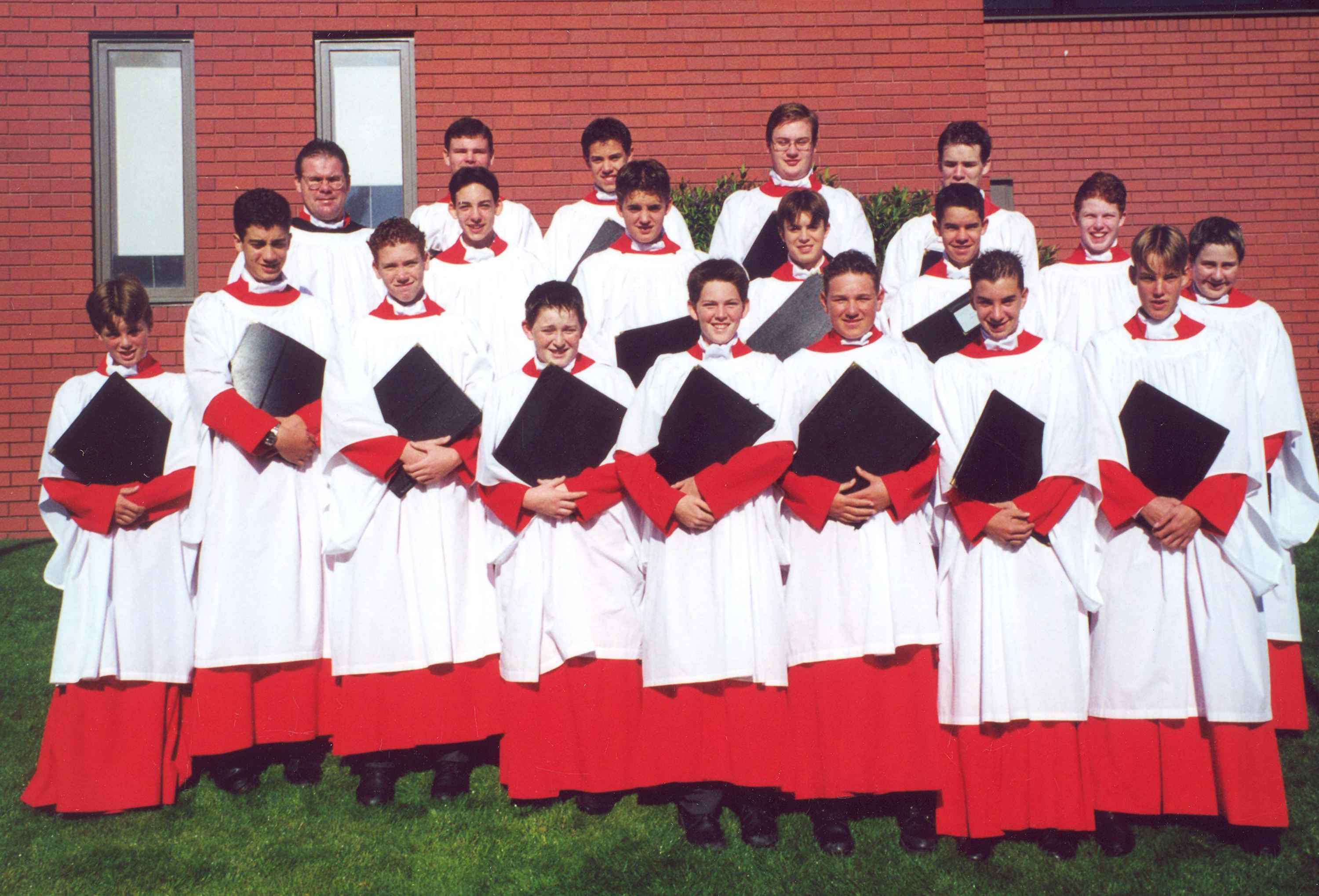 Chapel choir with Choirmaster S Morris, 2000.