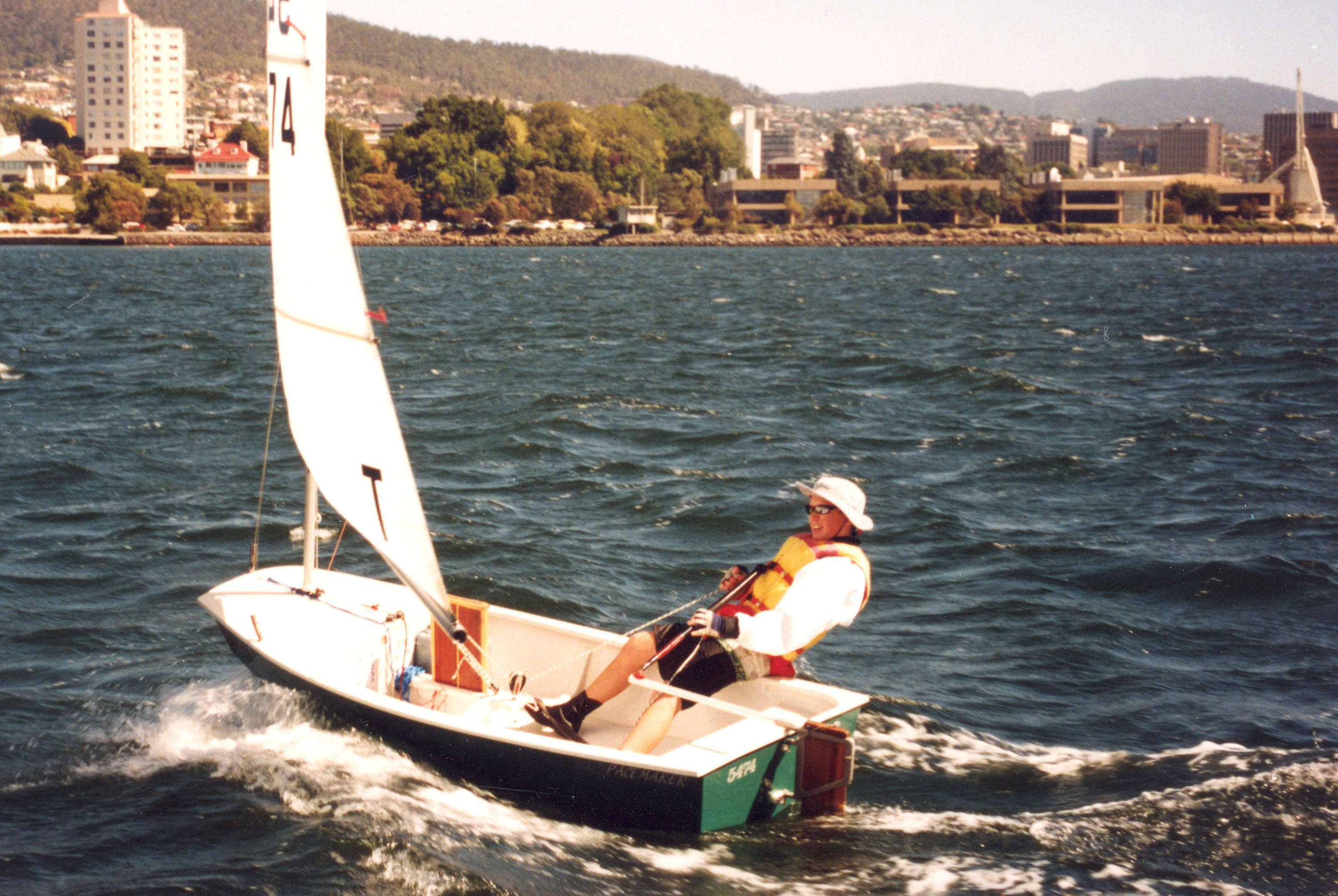 J Phillips sailing off Castray Esplanade, 2000.