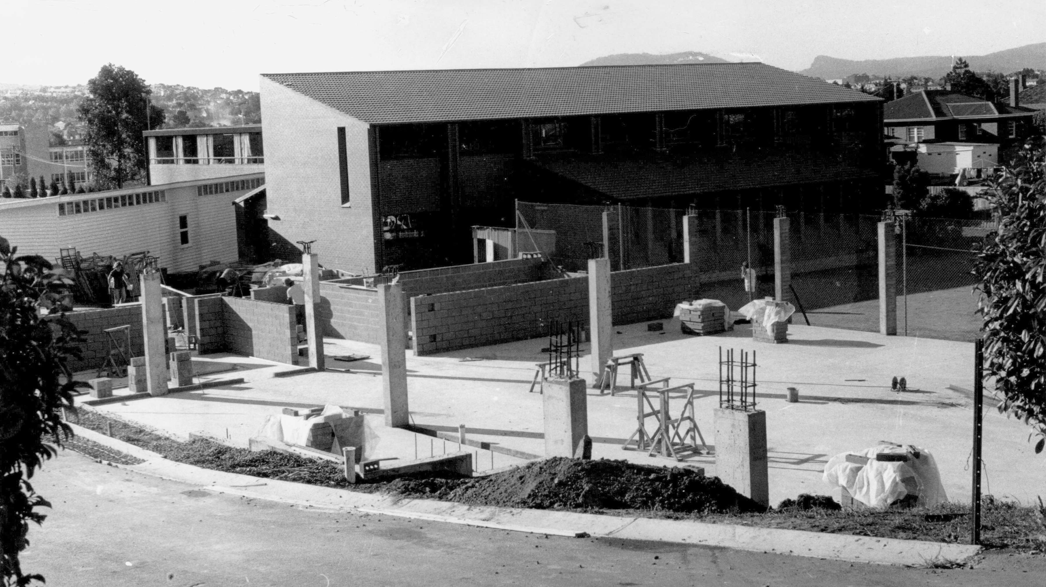 Construction of Auditorium and Middle School, 1980.
