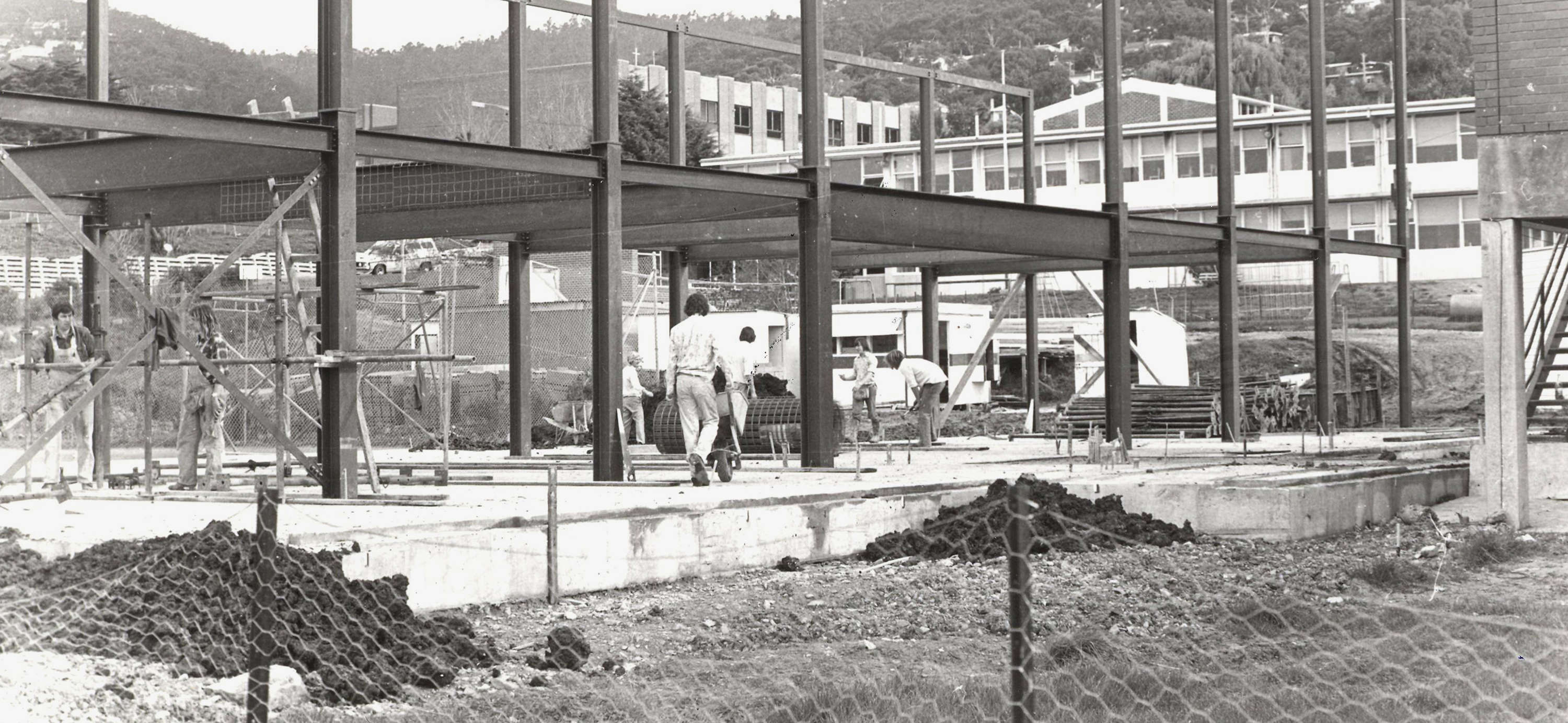 Construction of new Middle School, 1979.