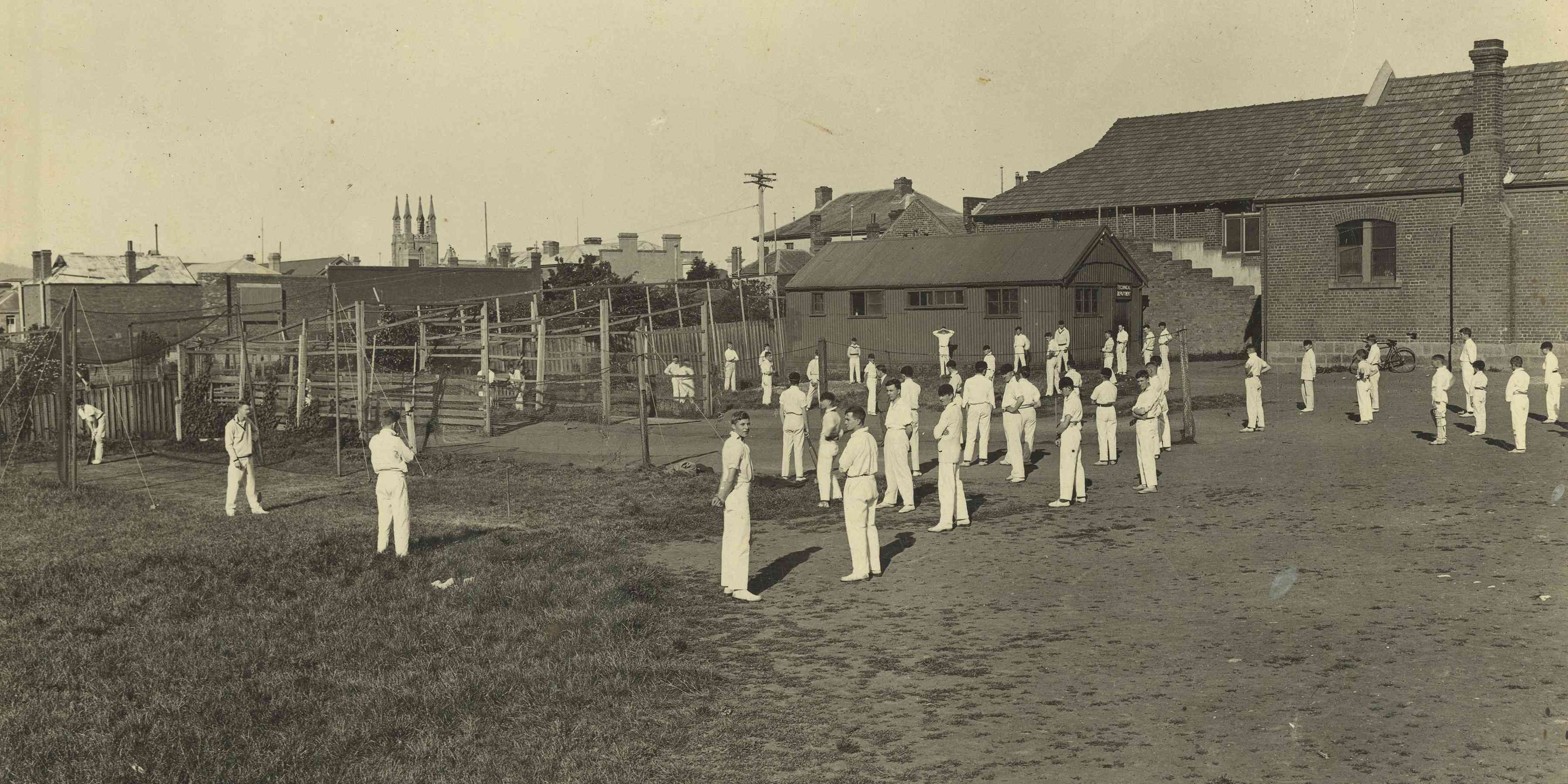 Cricket practice at Macquarie Street, 1929.