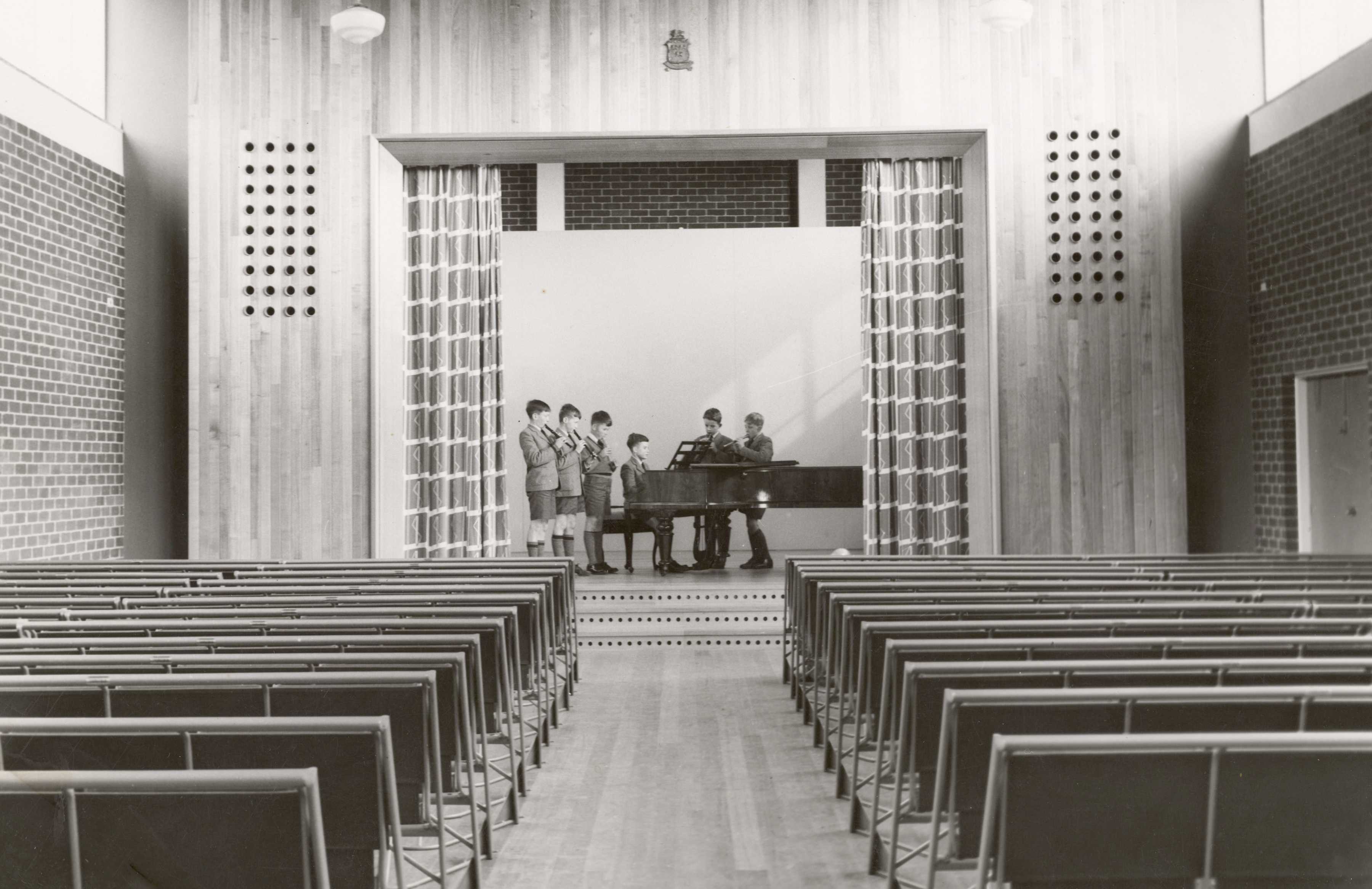 Junior School assembly hall, 1957.