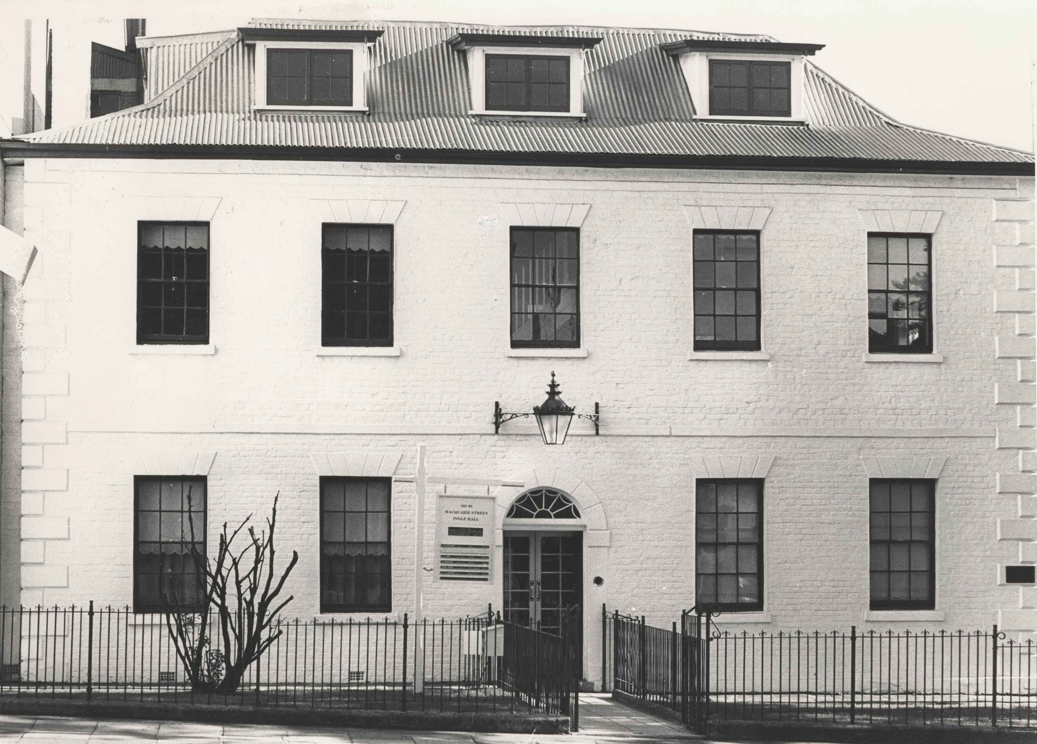 Ingle Hall, lower Macquarie Street, c1976. Source: Tasmanian Archive and Heritage Office.