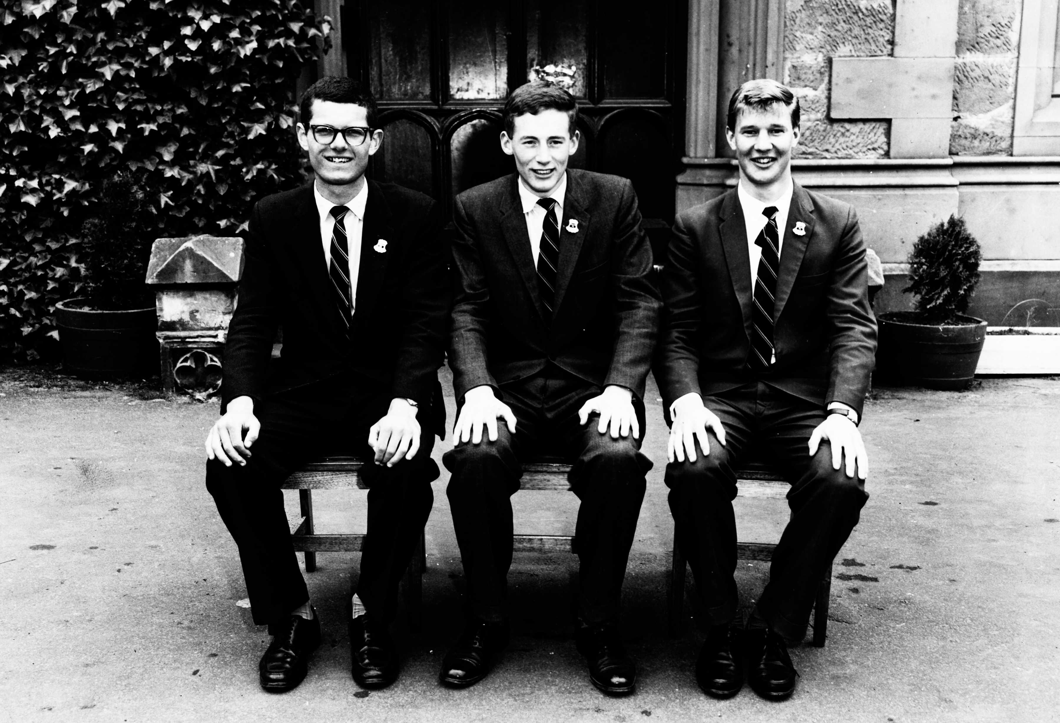 (L–R) S Bennett (Vice-Captain of Thorold House), J Rogers (Captain of Thorold House) and A Thiessen (School Captain), 1960.
