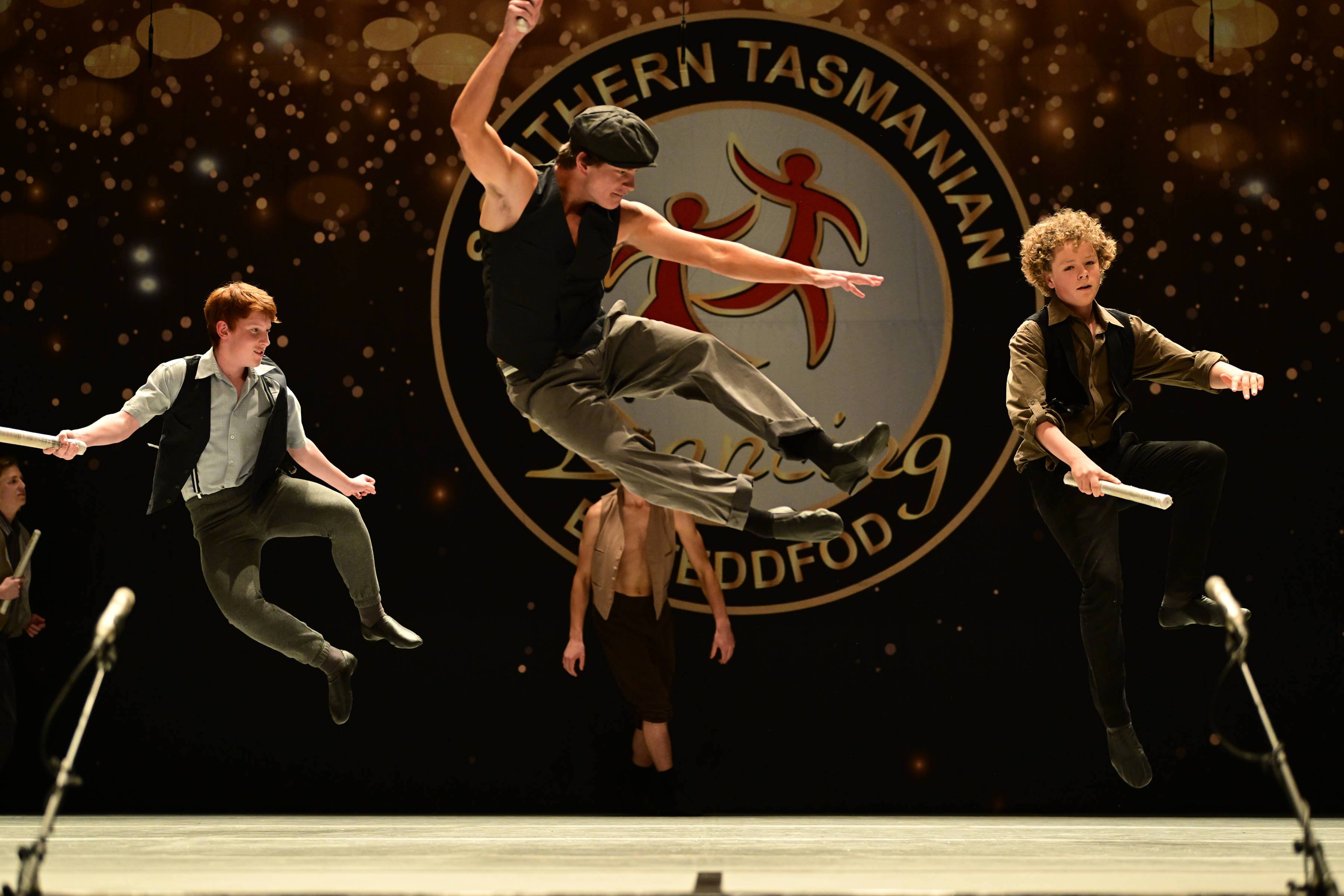 Andreas, Will and Freddie in ‘Newsies’ – Champion Group in the Hobart Eisteddfod.