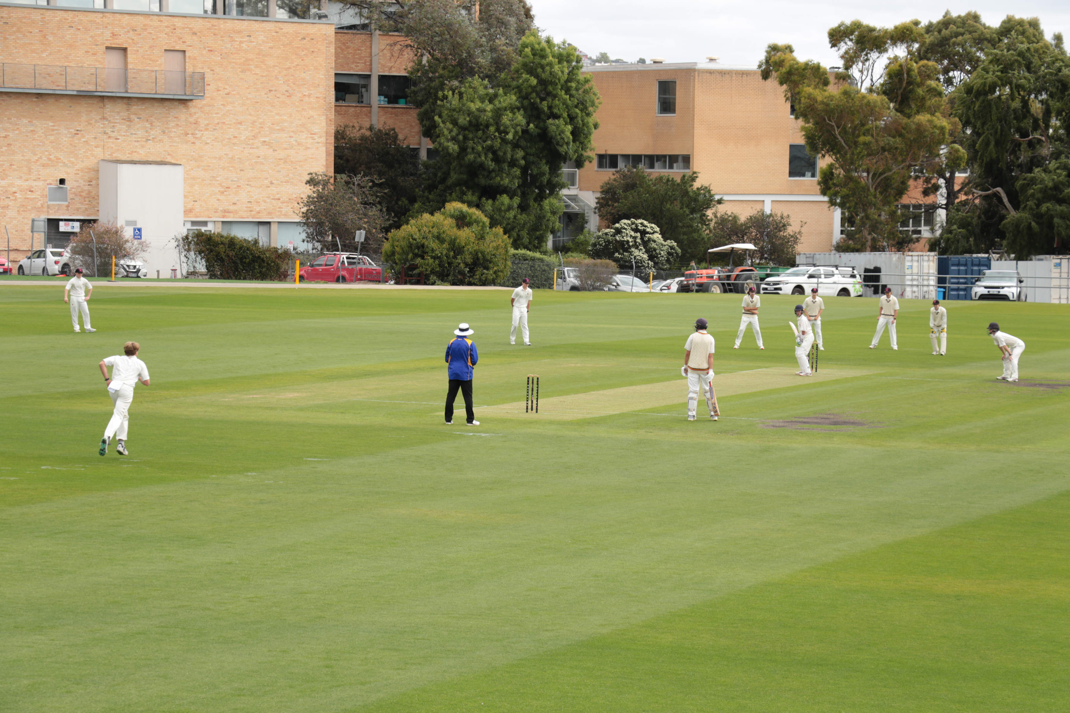55th year of the Boot Game between Hutchins First XI and Peninsula Grammar First XI is on at the War Memorial Oval at The Hutchins School. Photo: Laura Bird.